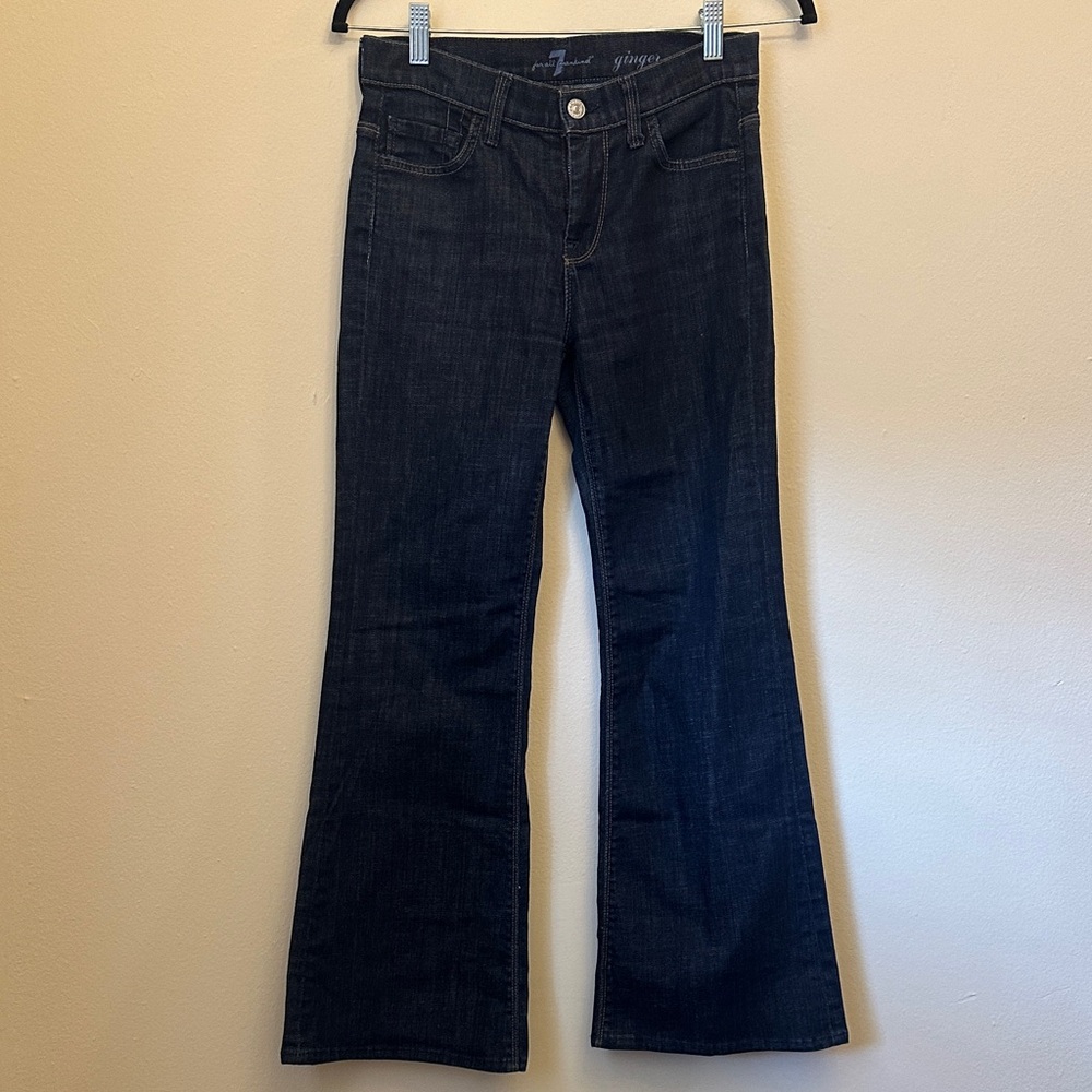 7 For‎ All Mankind Dark Indigo Flare Jeans Size 26 Preowned Trendy Stylish